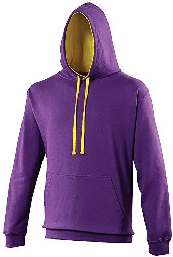 AWDis Men's Varsity Hoodie, Multicoloured (Purple/Sun Yellow), X-Large