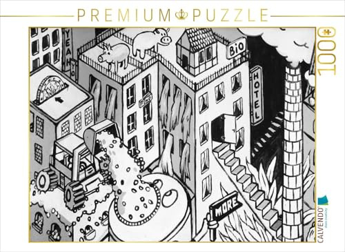CALVENDO Puzzle EIN Motiv aus dem Kalender Schwarz Weiße Graffiti Impressionen aus Bielefeld | 1000 Teile Lege-Größe 64 x 48 cm Foto-Puzzle für glückliche Stunden