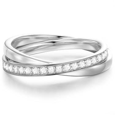 Glanzstücke München Damen-Ring Sterling Silber Zirkonia weiß - Wickelring verschlungener Doppel-Ring mit Zirkonia
