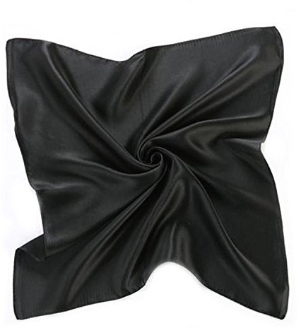 MEISHINE® 52 * 52cm Damen Elegant Seide Halstuch Seidenschal aus 100% Reiner Seide (Schwarz)