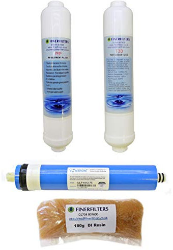 FINERFILTERS Kompakter 4-stufiger Aquarium-Umkehrosmose-Wasserfilter und 75GPD-Membran