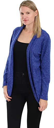 Malito Damen Strickjacke lang | Cardigan im eleganten Design | Angesagter Oversize Look - Weste - Jacke 5021 (blau)