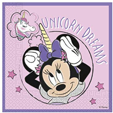 Procos 90992 Disney Servietten, 20 St, Minnie Mouse, Einhorn, Unicorn, kompostierbar