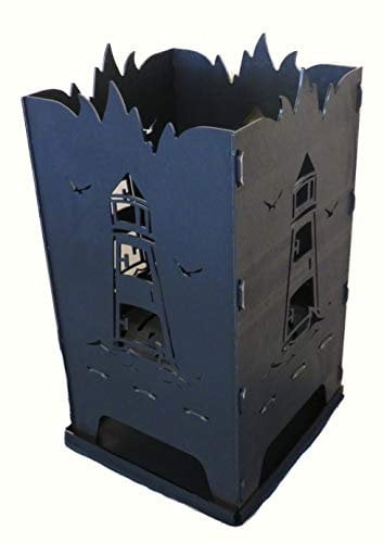 Design Feuerkorb Feuerschale aus Stahl Leuchtturm 40 x 40 x 80 cm