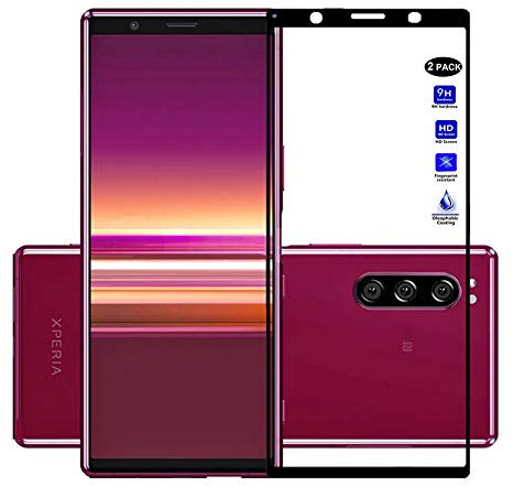 XMTON Sony Xperia 5 6.1 Protection Écran,Full Coverage Verre Trempé Protecteur d'Écran de Dureté 9H pour Sony Xperia 5 Smartphone (Noir-2)
