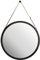 ZRI Bamboo Wandspiegel Rund Flur Spiegel Badspiegel mit Verstellbarer Lederband (schwarz, 38 cm)