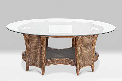 Designer Tisch aus Rattan oval – Schreibtisch mit Glasplatte - Bürotisch - Chef Tisch - California