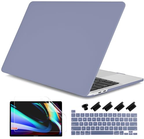 Dongke Schutzhülle für MacBook Pro 13 Zoll (33 cm), Modell 2020, Modell A2338, M1, A2251, A2289, Kunststoff, Hartschale und Tastaturabdeckung, passend für Touch ID, Lavendelgrau