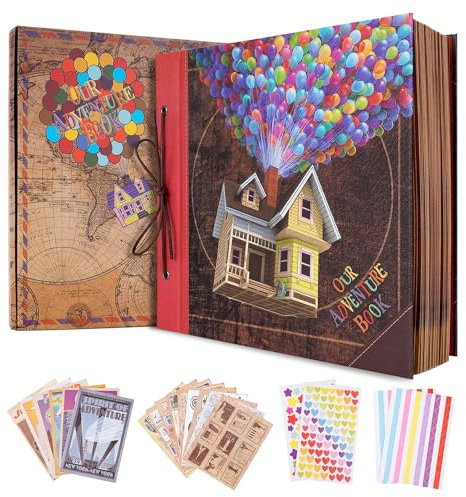 Fotoalbum Zum Selbstgestalten Scrapbooking Album, Abenteuer Buch Scrapbook Mit 3d Holz Cover, Diy Photo Album Passend FüR Geburtstag/Hochzeit/Reise/JubiläUm Album,12 * 12inch