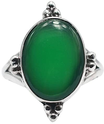 Meadows 925 Sterlingsilber Ring mit Grün Onyx Edelstein, Größe 7, 4.81g