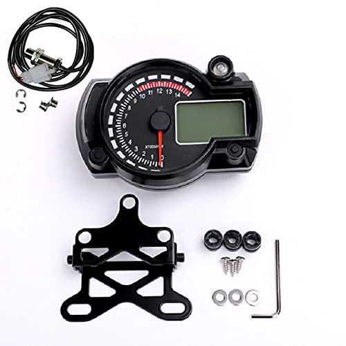 ELING Universeller Motorrad-Tachometer, Tachometer, Kilometerzähler, 7 Hintergrundbeleuchtung, 15000 U/min, 299 km/h, Mph, Gauge & verstellbare Dichtung & Sensor.