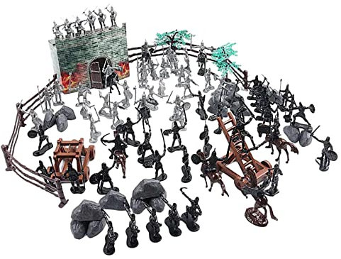 SM SunniMix 120Pack Mittelalterliche Ritter Soldat Spielzeug Mittelalterliche Spielsets mit Figuren Soldaten Modell Krieger Mittelalterliche Ritter für Jugendlich