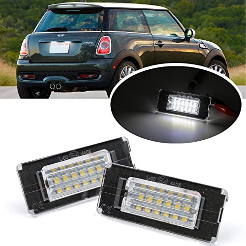 njssjd 2pcs LED Kennzeichenbeleuchtung für Mini Cooper S One R56 R57 R58 R59 18-SMD Xenon Weiß Led Kennzeichenleuchte Canbus Fehlerfrei