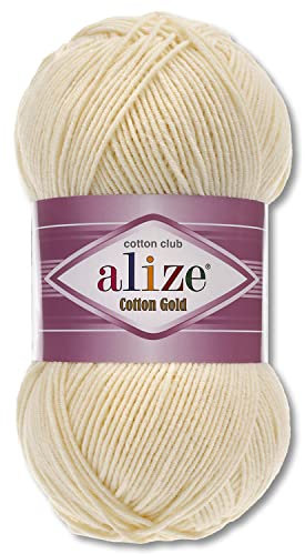 Alize 100 g Cotton Gold Premium Wolle in 59 Sommerwolle Garn Stricken Amigurumi (01 | Creme)