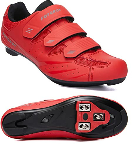 Herren Fahrradschuhe für Damen, Rennradschuhe mit Stollen Kompatibel mit Peloton SPD ARC Look Delta Cleats, Unisex Fahrrad REIT Spin Schuhe Drinnen, Rennrad Schuhe Draussen Rot EU 45