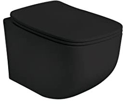 Kiamami Valentina Inodoro suspendido sin Borde en cerámica Negra Mate