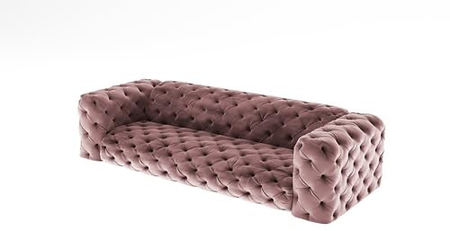 GREKPOL Chesterfield Sofa für Vier Personen - Eleganz und Komfort für die ganze Familie (Rosa)