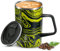 Ideus® Kaffeebecher 470 ml (16 oz), doppelwandige vakuumisolierte Kaffee- und Teetasse aus Edelstahl mit rutschfestem Griff und Schiebemoduldeckel und großem Volumen (Gelb Zebra)
