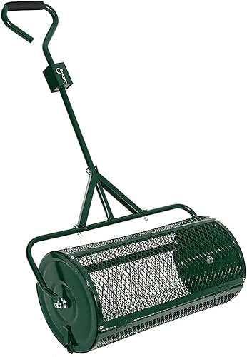 Gartenstreuer, 24-Zoll-Hochleistungswalzenstreuer aus Metallgeflecht, Kompost, Torfmoos, Muttererde, Mulch-Garten- und Rasenpflege, Kompoststreuer für Rasen- und Gartenpflege