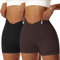 Vertvie Damen Gym Shorts V Cross Stretch Push Up Yoga Shorts Booty Scrunch Fitness Hosen Kurz High Waist Nahtlos Workout Sportshorts Butt Lift Kurze Leggings Sommer (Schwarz/Dunkelbraun, S)