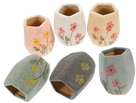 ABOOFAN 6 Stück Keramik Blumentöpfe für Sukkulenten und Kleinstblumen Langlebig und Stabil für Zuhause Zufällige Farbe