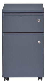 Inter Link - Caisson roulant avec un tiroir et une porte - Caisson de bureau Caisson fixe - Verrouillable - Revêtement Melanim - Dimensions en cm : L 44 x P 52 x H 77 - Couleur Anthracite - File Guard