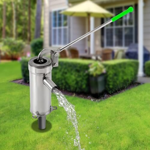 Hand Well Pump Manual Deep Water Pump Stainless Steel Handheld Press Suction Pump Groundwater 32mm Handheld Press Pump for Home Garden Yard