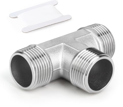 ERGAOBOY 2 pezzi in acciaio inox 304 1 BSP maschio a forma di T a 3 vie per acqua/olio/gas