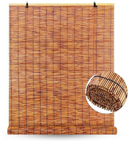 Tenda a Lamella in Canna Esterni,Tenda a Rullo in Bambù,Tende Avvolgibili in Bambù Naturale,Tende Da Sole in Cannuccia,Tende per Privacy Che Filtrano La Luce,Per Deck/Patio,Brown