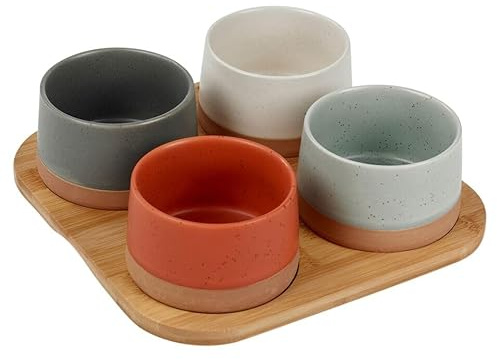 URBNLIVING 4/5 Pc Gres Servire Condimenti Set Snack Piatti Bamboo Paddle Board Platter