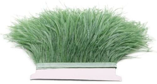 Ribete de plumas de avestruz de 10-15 cm, decoración de boda, joyería, artesanía, vestido, chal, accesorios, 1 m, decoración de plumas, color verde vainilla, 10-15 cm, 1 m