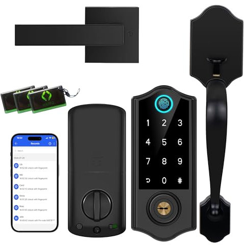 HARFO Fingerprint Smart Door Lock for Front Door, App Control, Keyless Entry, Black