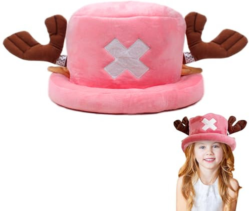 bechoanigel Anime Cosplay Hut, One Piece Chopper-Mütze, Anime Cartoon Hat, Winterplüschmütze, Süße Hüte Warm und Bequem, Cosplay Party Geburtstag Plüschmütze, Rosa Hüte für Erwachsene und Kinder