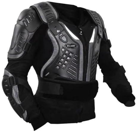 Baymate Motocross Schutzausrüstung Brust Rücken mit Nackenschutz Reitpanzer Protektor Snowboard Motocross Schwarz (Rüstungsschutz-Set,3XL)