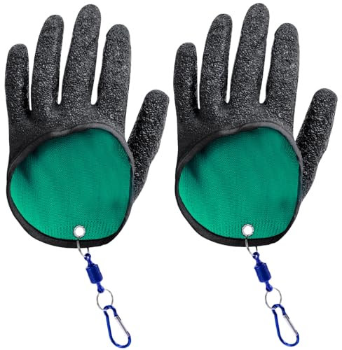 IUSOT 1 Paar Angelhandschuhe, Predator Bissfest Wasserdicht Anti Cut Handschuh Paar mit Magnetverschluss für sicheren Umgang mit Hecht und Wels