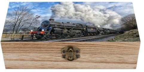 Cmagnifico Quadratische Holzkiste Eisenbahn Dampfzug Holz Aufbewahrungsbox Dekorative Home Holzkiste für Sammlerstücke