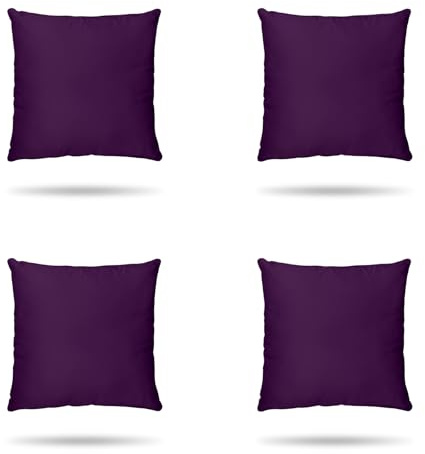 Hans-Textil-Shop 4er Set Kissenbezüge Uni 100% Baumwolle, Reißverschluss - Kissen, Kissenhülle, Kopfkissen, Dekokissen, Couchkissen, Sofakissen (Lila, 40 x 40 cm)