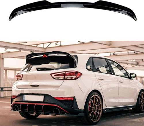 Automobil Heckspoiler Spoiler für Hyundai i30 i30N N Line MK3 2017-2023, Heckklappe mit hohem Kick-Wing-Lippenteil, glänzend schwarz