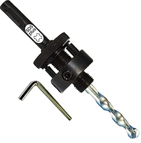 Hole Saw Arbor SDS Plus Arbor for Hole Saws 1 1/4 Upto and Inc 8 SDS Plus Hole Saw Mandrel has TCT Pilot Drill for Drilling Holes in Concrete Brick Masonry Use with Carbide Hole Saw SDS Plus Drill