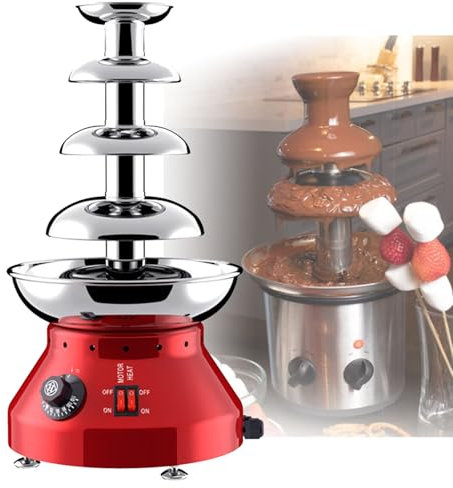 XNXYSMKJ Chocolate Fondue Fountain.4/5-Tier Chocolate Fountain.Electric Melting Machine w/Removal Fruits/Nuts/Treats Serving Tray for BBQ Sauce (4Tiers)