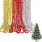 WedDecor 24 Feet (7.3 Metres) Christmas Tree Beads Christmas Bead Chain Hanging Pearl Metallic Xmas 7.5mm Beads Garlands Shiny Artificial Tinsel For Christmas Decorations, Set of Gold, Silver & Red