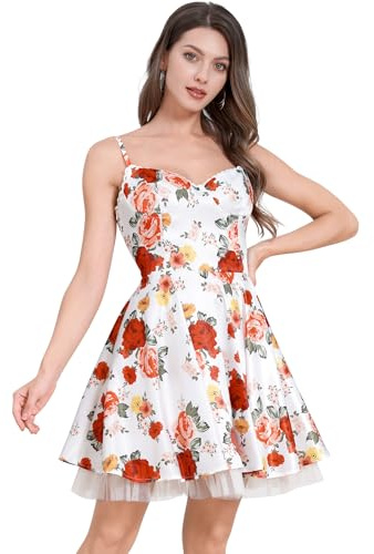 OMEWEE Robe corset pour femme avec imprimé floral - Bretelles spaghetti - Robe à volants - Style bohème - Mini fendu fluide - Robe bustier pour femme - Ligne A - Robe de plage - Robe d'été, fleurs