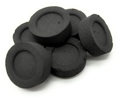120 Räucherkohle schnell zündet 33 mm 20 Rollen mit 6 Scheiben lang anhaltender griechischer Herkunft, Holzkohle für Weihrauch Körner Harze