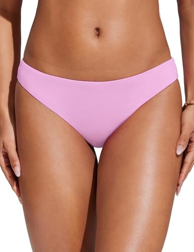 CRZ YOGA Low Waisted Bikini Bottom for Women - Cheeky Basic Bathing Swimsuit Swim Briefs Vita Pink Small