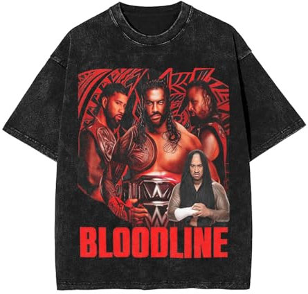 MGDDB Roman Wrestling Reigns Unisex-T-Shirt, kurzärmelig, Baumwolle, Rundhalsausschnitt, T-Shirt, Tops, Kleidung, Schwarz , XXL