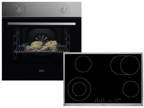 AEG AB03B Set Backofen NBU5A10CM + Glaskeramikkochfeld HK834060XB