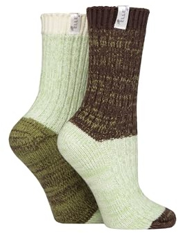 ELLE Women’s Chunky Boot Socks – 2 Pack Thick Ribbed Knit Warm Cosy Thermal Layers Soft Stylish Sockwear for Cold Weather Outdoor Boots Size 4-8