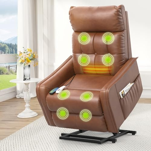 Srfzluxy Recliner Chair Lift Chair For the Elderly, Electric Rise and Recliner Armchair with Massage & Heat, Extended Footrest, Reclining Chair with 2 Remote Controls Living Room Lounge Chair