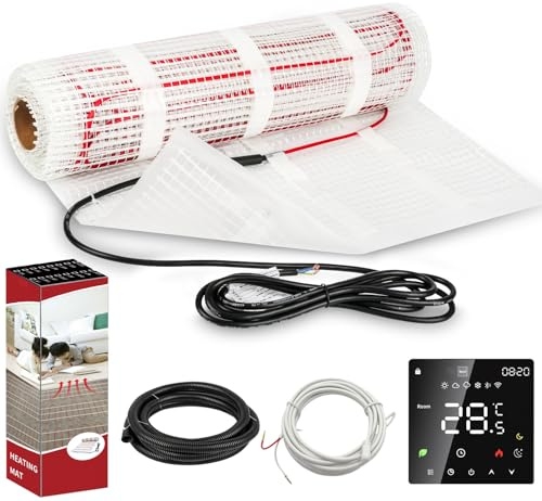 Warmfay Elektrische Fußbodenheizung 160W/m², Bodenheizung Elektrisch Komplettset inkl. Thermostat, Selbstklebend Elektrische Heizmatte Fußboden für Laminat, Fliesen & Naturstein (3m² - 0,5 x 6 m)