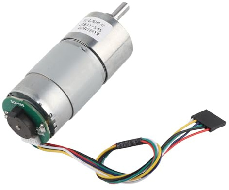Haofy Encoder-Getriebemotor, Großer Torsionsgeschwindigkeitsreduzierungsmotor für Intelligente Geräte, 12/24-V-Strom für Intelligente Kehrmaschinen, überwacht Ganzmetallmaterial (24V,